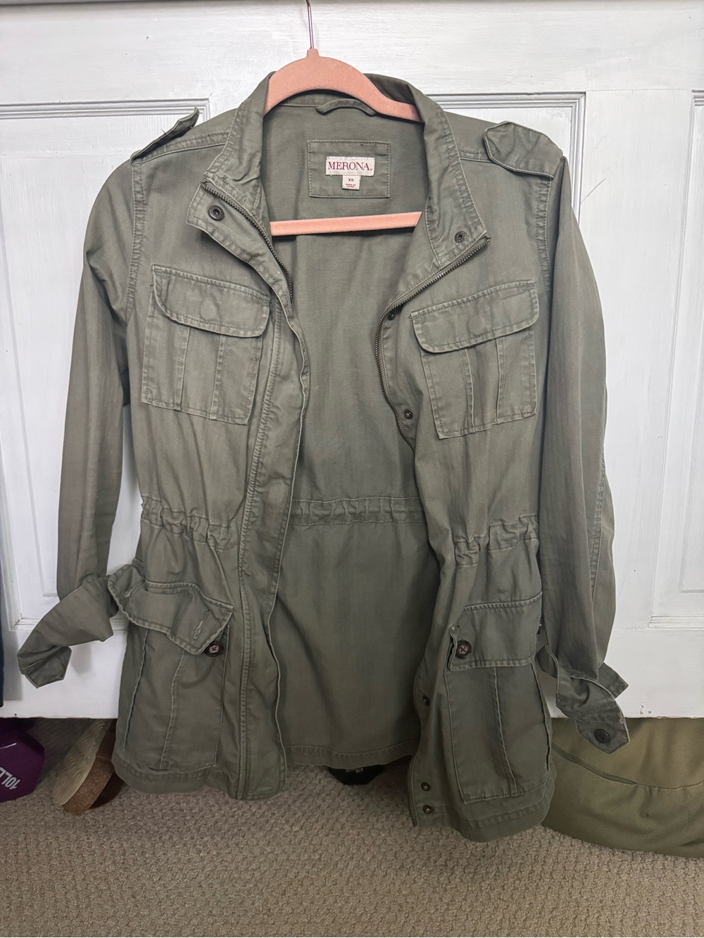 Merona Olive Utility Anorak Jacket with Button Pockets